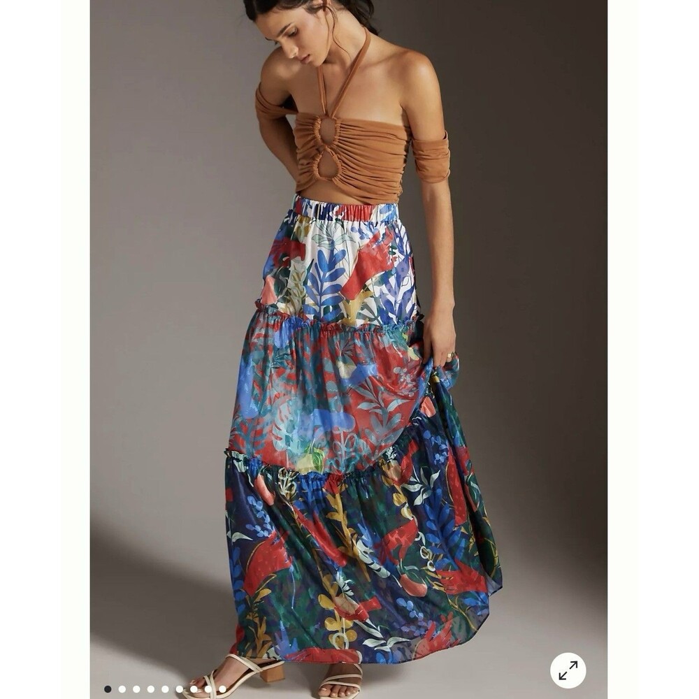 NWT Hutch Anthropologie Tiered Elastic Waist Plus Size Maxi Skirt 3X Floral